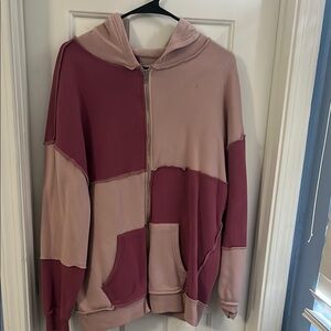 Trendy Pink and Mauve Colorblock Hoodie